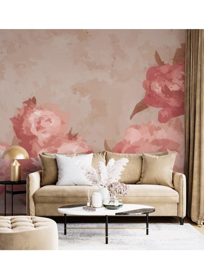 Buy Peonies Background Vectors & Illustrations Fabric Wallpaper Covers An Area ​​Up To 4.2Mx3M With Adhesive And Smoothing Tool in Egypt