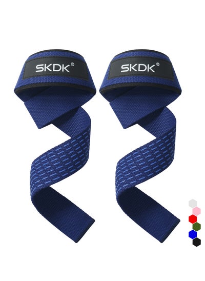 Buy Cotton Hard Pull Wrist Lifting Straps Grips Band-Deadlift Straps with Neoprene Cushioned Wrist Padded and Anti-Skid Silicone - for Weightlifting, Bodybuilding, Xfit, Strength Training in Saudi Arabia