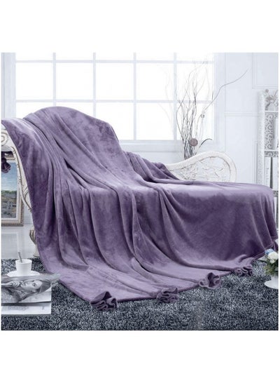 Buy Silky Soft Flannel Microfiber Bed Blanket King Size Ultra Plush Light Weight Throw Blanket Lilac 200x220cm in UAE