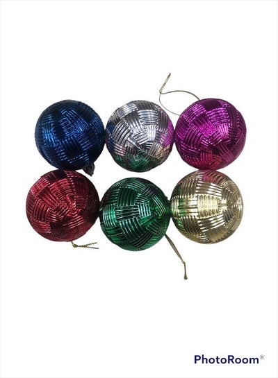 Buy Christmas Tree Decorative 6 Balls - Multicolor, 6cm in Egypt