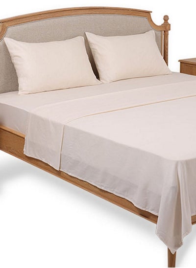 اشتري Satin Flat Sheet Set, Cream – 300 TC, 228x255 cm في الامارات