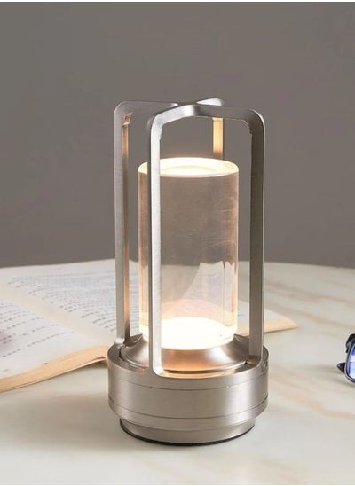 Buy Cordless Metal LED Table Lamp With Stepless Dimming Silver in UAE