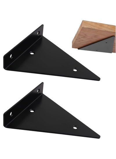 اشتري Invisible Shelf Brackets 140x130mm - 2pcs Hidden Wall Mounted Triangle Floating Shelf Brackets for Home Office Decor and Organization - Black في الامارات