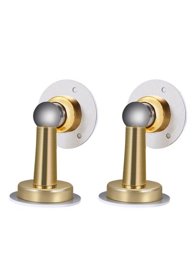 Buy 2 Pack Door Stop Gold Magnetic Stopper Stainless Steel with Adhesive No Need to Drill or Screw Mount Doorstop Catch Holder for Wall Floor Mounted in UAE