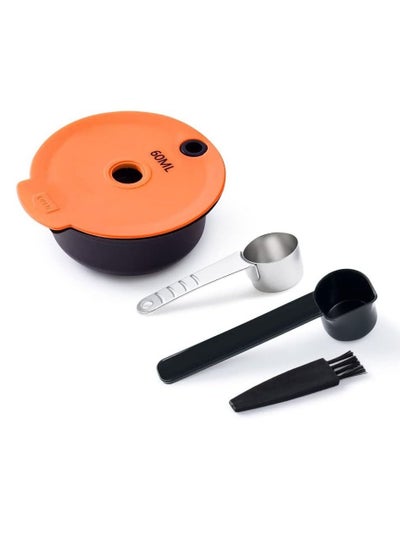 Buy Reusable Coffee Capsule Discs for Bosch Tassimo, Refillable Tassimo t Disc Coffee Filter Pod With Silicone Lid With A Stainless Steel Spoon, Orange, 60ml, 1 PCS in UAE