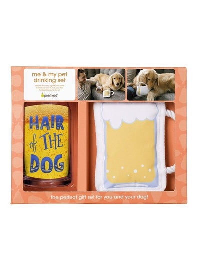 Buy Hair Of The Dog Pint Glass And Dog Toy Matching Set White Medium in UAE