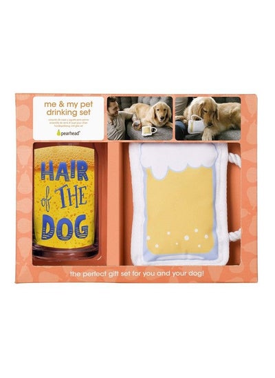 Buy Hair Of The Dog Pint Glass And Dog Toy Matching Set White Medium in UAE