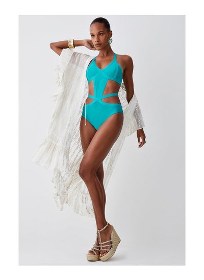 Buy Bandage Strappy Cross Front Swimsuit in UAE