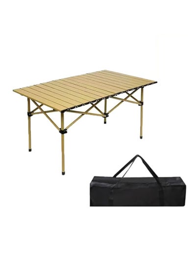 اشتري Folding Camping Table With Carry Bag Foldable Roll Up Portable Table Large Carbon Steel Waterproof Table For Outdoor Camping Picnic Backpacking Beach BBQ Cooking Garden 95X55X50CM في الامارات