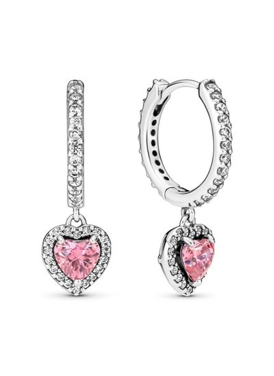 Buy PANDORA Halo Heart Earrings - Made in Sterling Silver and Cubic Zirconia in UAE