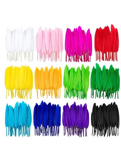 Buy Colorful Feathers 600 Pcs, 12 Colors Crafts Goose for DIY Earrings Craft Home Wedding Baby Shower Decorations Dream Catcher Hat Jewelry Cloths Bag Earring Accessories in Saudi Arabia