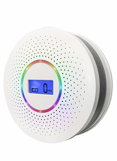 اشتري Combination and Carbon Monoxide Alarm Detector, Dual Sensor CO Detector Battery Powered with LCD Display Sound Warning for Home,School,Office في الامارات