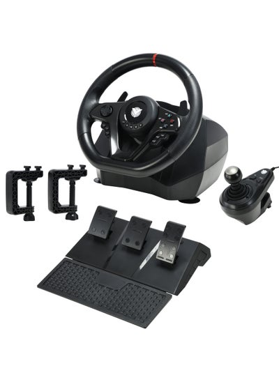 Buy Racing Steering Wheel 900 Degree With Floor Pedals And Shifter For PC/PS4/PS3/Xbox One/Xbox 360/Switch in Saudi Arabia