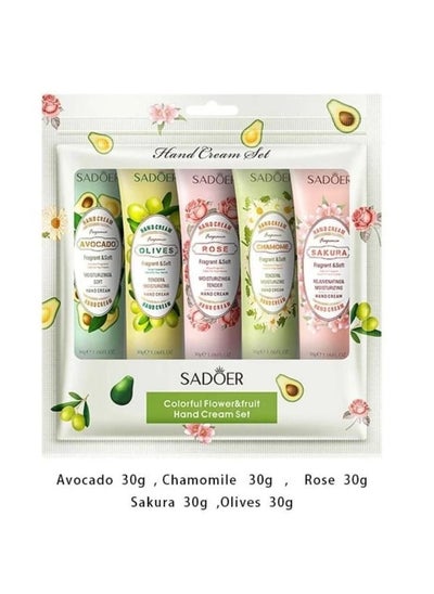 Buy Natural rose and fruit hand cream set of 5 pieces 30x5g in Saudi Arabia