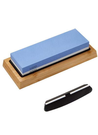 Buy Oasisgalore Knife Sharpener 1000/6000 Dual Grit Side Whetstone Knife Sharpening Stone for Chefs Kitchen in Saudi Arabia