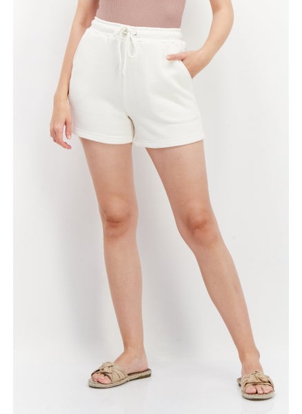 اشتري Women Drawstring Solid Basic Short, Cream في الامارات