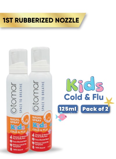 Buy Cold and Flu Kids Hypertonic Nasal Saline Spray 125 ml  - Pack of 2 in UAE