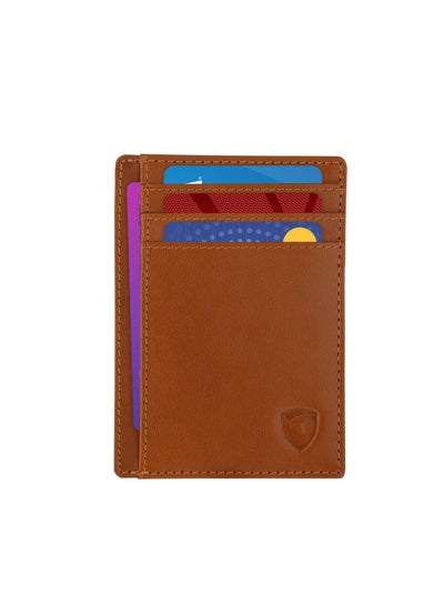 اشتري Slim Wallet Leather Cardholder Minimalist RFID Protected Tan في الامارات