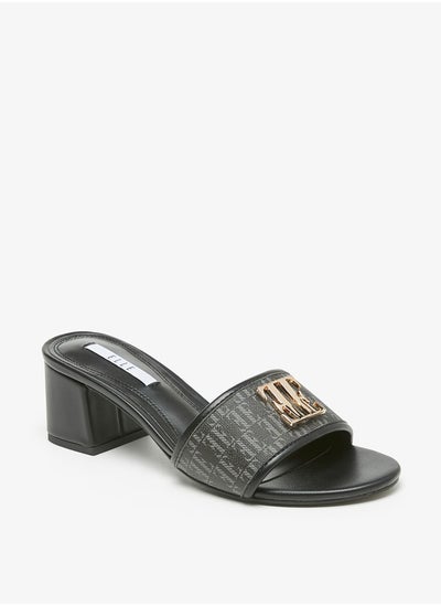 اشتري Womens Logo Accent Slip-On Sandals With Block Heels في الامارات