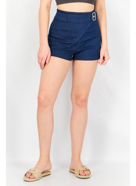 اشتري Women Plain Denim Short, Navy Blue في الامارات