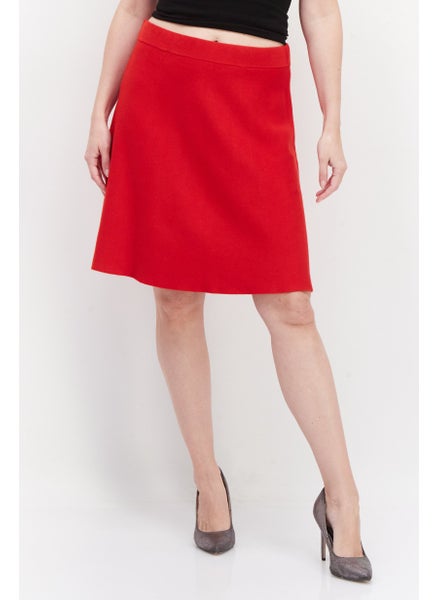 Buy Women Textured Pull-On Mini Skirt, Red in UAE