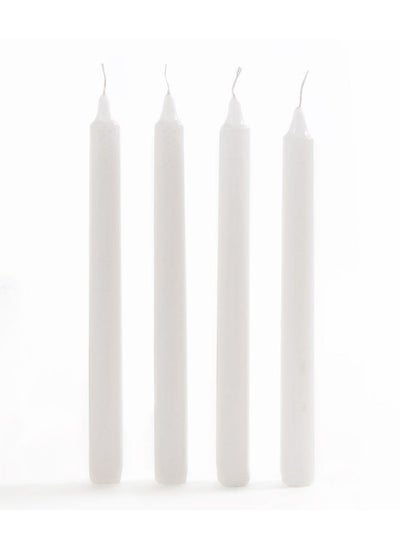 اشتري 4-Piece Basics Taper Candle Set, White - 2.2 x 24.5cm في الامارات