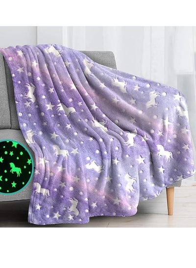 Buy Cute Kids Blanket Super Cozy Plush Soft Unicorn Design Baby Blanket (Purple) in UAE