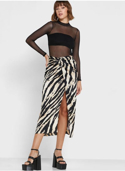 Buy High Waist Detailed Midi Skirt in Saudi Arabia