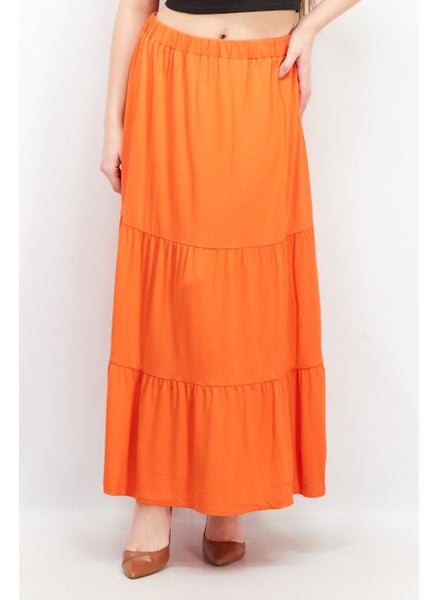 Buy Women Plain Tent Maxi Skirts, Orange in Saudi Arabia