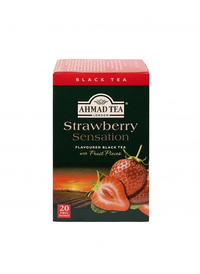 اشتري Ahmad Tea Black Tea, Strawberry Sensation Teabags, 20 ct (Pack of 1) - Caffeinated & Sugar-Free في الامارات