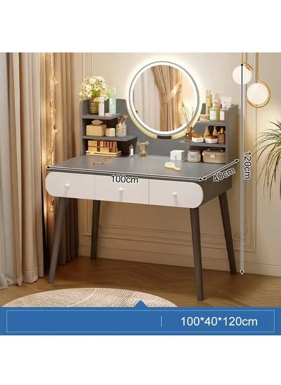 Buy Dressing Table Makeup Mirror With Lights And 3 Drawers in UAE