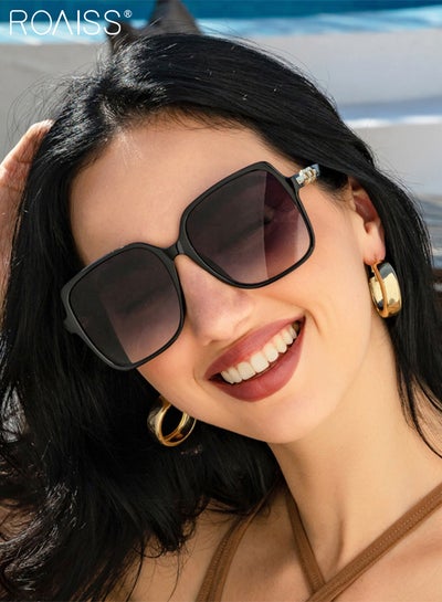 Buy Women's Square Sunglasses, UV400 Protection Sun Glasses with Stylish Temples, Oversize Fashion Anti-glare Sun Shades for Women with Glasses Case, 66mm in Saudi Arabia