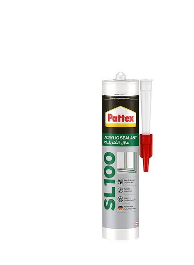 Buy Pattex Sl100 Acrylic Sealant In White, Joint Filler For Interior Use, Ideal For Cracks, Door & Window Frame Sealant, Easy To Use White Sealant, 1X280ml Cartridge in UAE