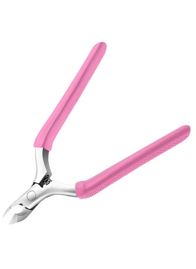 Buy Cuticle Trimmer with 3/4 Jaw - Extremely Sharp, Stainless Steel Cuticle Clippers with Silicone Handle, Pink - For Manicure & Pedicure Nail Care in UAE