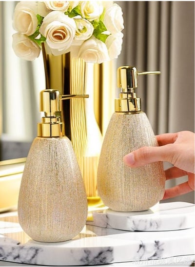 اشتري 2-Piece Liquid Soap Dispense Lotion Dispenser Press Type Liquid Dispenser Ceramic 18x9 Centimeter في الامارات