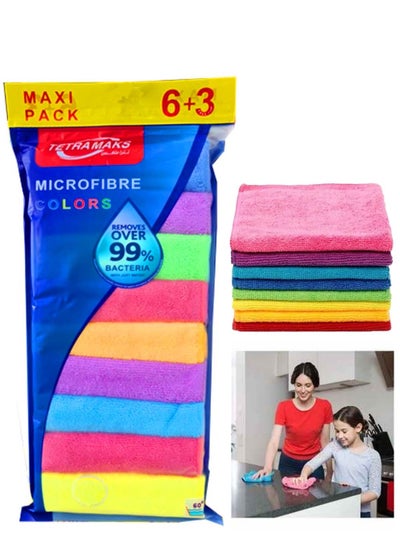 Buy All Purpose Microfiber Cloth 9 Pieces Colors in Saudi Arabia