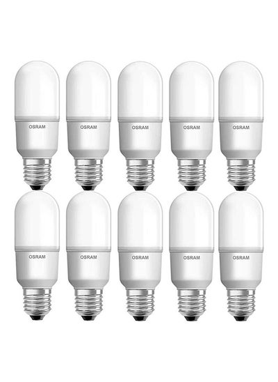 اشتري 10-Piece E27 Value Stick 7W Day Light 6500K Frosted LED Bulb في الامارات