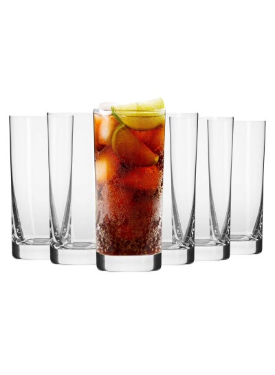 Buy Krosno Tall Water Juice Drinking Highball Glasses | Set of 6 | 350 ML | Blended Collection in UAE