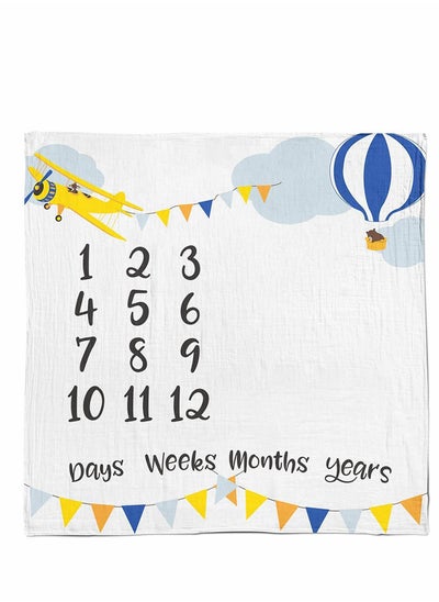 اشتري Baby Blanket, Starthi Baby Monthly Milestone Blanket, Soft Fleece Newborn Infant Blanket Large Photo Prop for First Days Weeks Months Year Baby Photography Age Shower Gift for Boys or Girls في الامارات