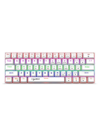 اشتري V900 Wired 61-key Compact Mechanical Keyboard RGB Backlit Keyboard N-key Rollover Blue Switch Double Shot Keycaps, White في السعودية