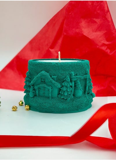 Buy Christmas Village Ceramic Candle - Green in UAE