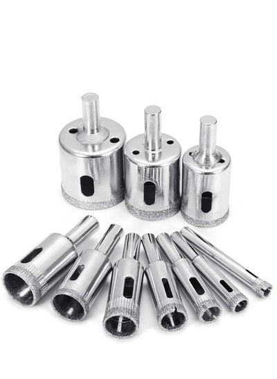 Buy 10 Pcs Diamond Drill Bit Set Use for Glass Tile Marble Granite Core Hole Saw Drill Bits Electric Drilling Tool in UAE
