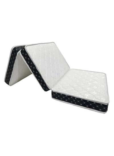 Buy Comfy White Satin Folding Medicated Portable Mattress 180 X 90 X 10Cm With Black Border in UAE