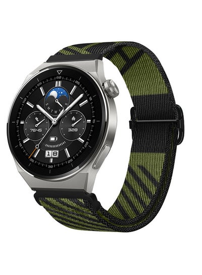 اشتري Replacement Hermes Design Woven Nylon Strap Compatible with 22MM Huawei GT 3/GT2 Pro/Watch 3/GT2 Green/Black في السعودية