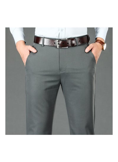 Buy Squality Men Casual Business Pants Light Gray in UAE