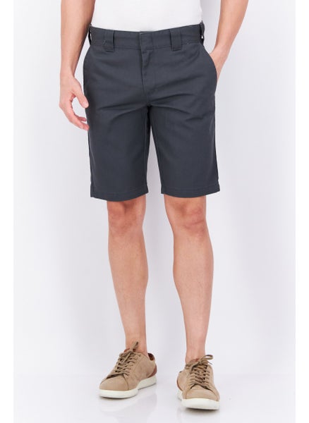 Buy Men Slim Fit Plain Shorts, Grey in Saudi Arabia