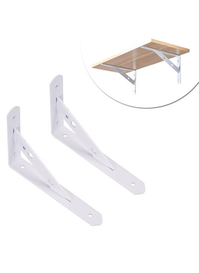 Buy 2 Piece L Shelf Bracket,Stainless Steel Heavy Duty Wall Support, Right Angle Corner Brace with Screws, Countertop Decorative Brackets, Brackets for Shelves, White 158 x 250 x 25mm in UAE