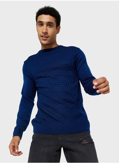 Buy Texture Crew Neck Knit Sweater in Saudi Arabia