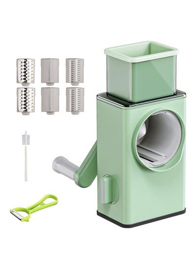 Buy Vegetable Shredder Round Mandoline Slicer, Grater, Salad Maker - Large Feed Port - Suction Base - Vegetable, Fruit, Cookie, OREO, Nuts (Green) in UAE