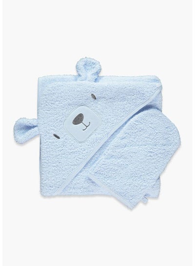 Buy Blue Bear Hooded Towel & Wash Mitt Set in Egypt